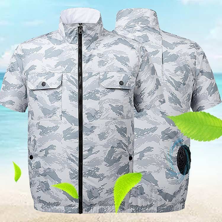 メンズレディース空調服ファンセット空調ウェア10000mAhバッテリー冷感大風量仕事服薄手透気涼しい冷却服夏空調作業服半袖