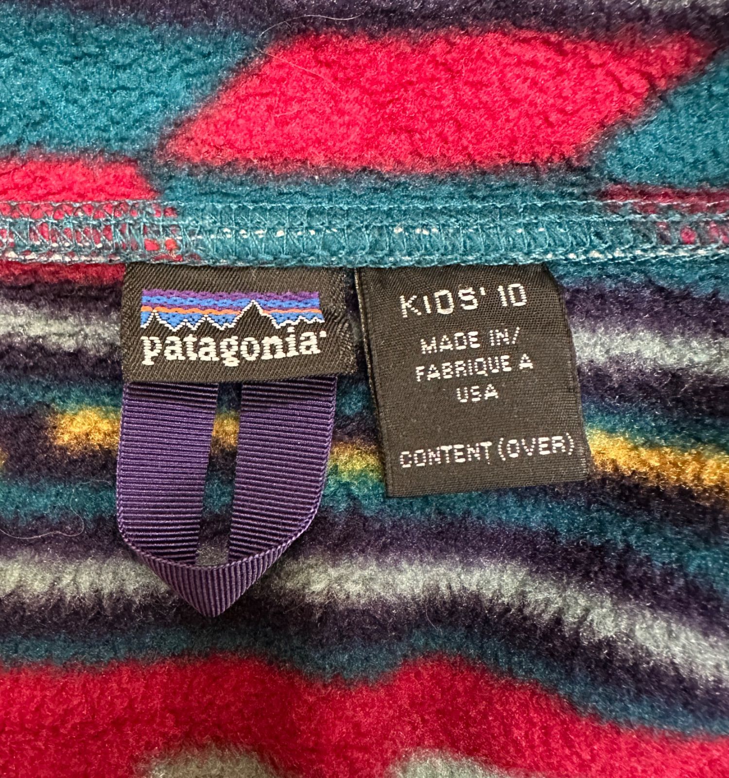 キッズ パタゴニア フリース 柄 Patagoniaキッズネイティブ柄ハーフジップフリースジャケットsize 12 210131