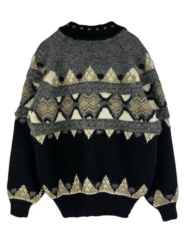 L MONSIEUR NICOLE ウール 100 % パターン オーバーサイズ ニット 襟