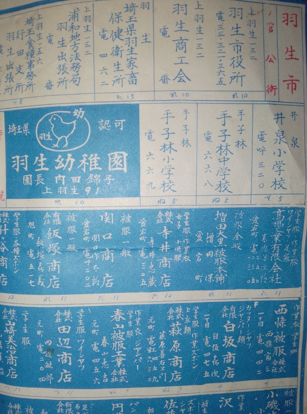 大人っぽい 日本商工業別明細図 NO.1294 埼玉県行田市 羽生市|昭和31年 |古地図 商工案内図 未使用品
