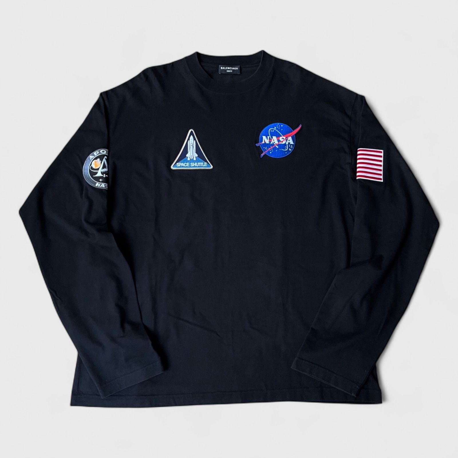 美品 バレンシアガ NASA スペース Tシャツ 長袖 ロンT ブラック BALENCIAGA バレンシアガ BALENCIAGA × NASA SPACE LONG SLEEVE T