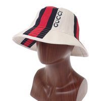 GUCCI ウェブストライプ バケット ハット コットン ホワイト ネイビー レッド レディース ユニセックス