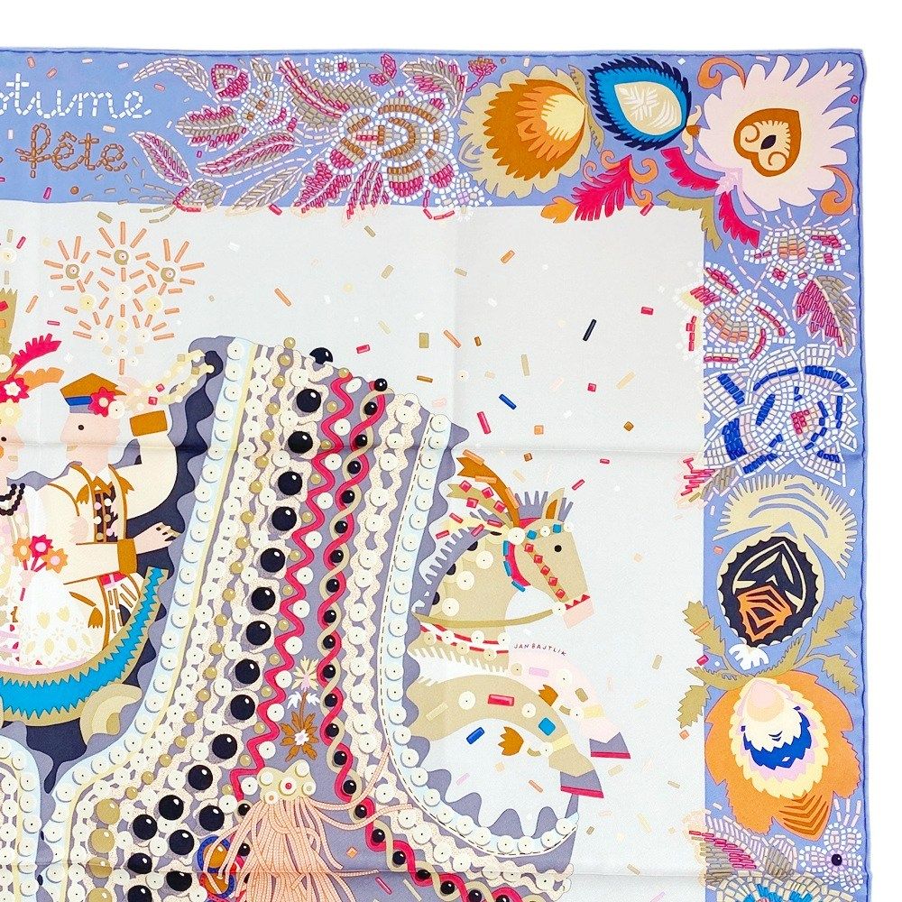 □未使用□ エルメス カレ 90 コスチューム ドゥ フェット ブルー