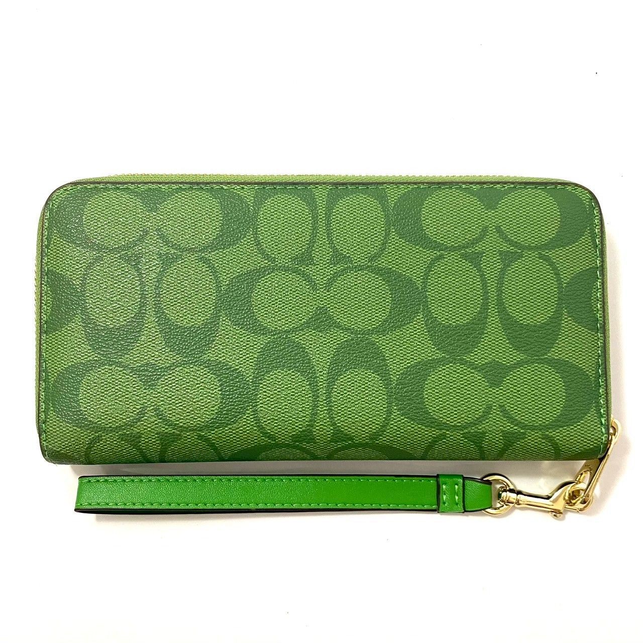 COACH シグネチャー 長財布 みどり リストレット COACH】シグネチャー 長財布 グリーン/緑 ラウンドファスナー