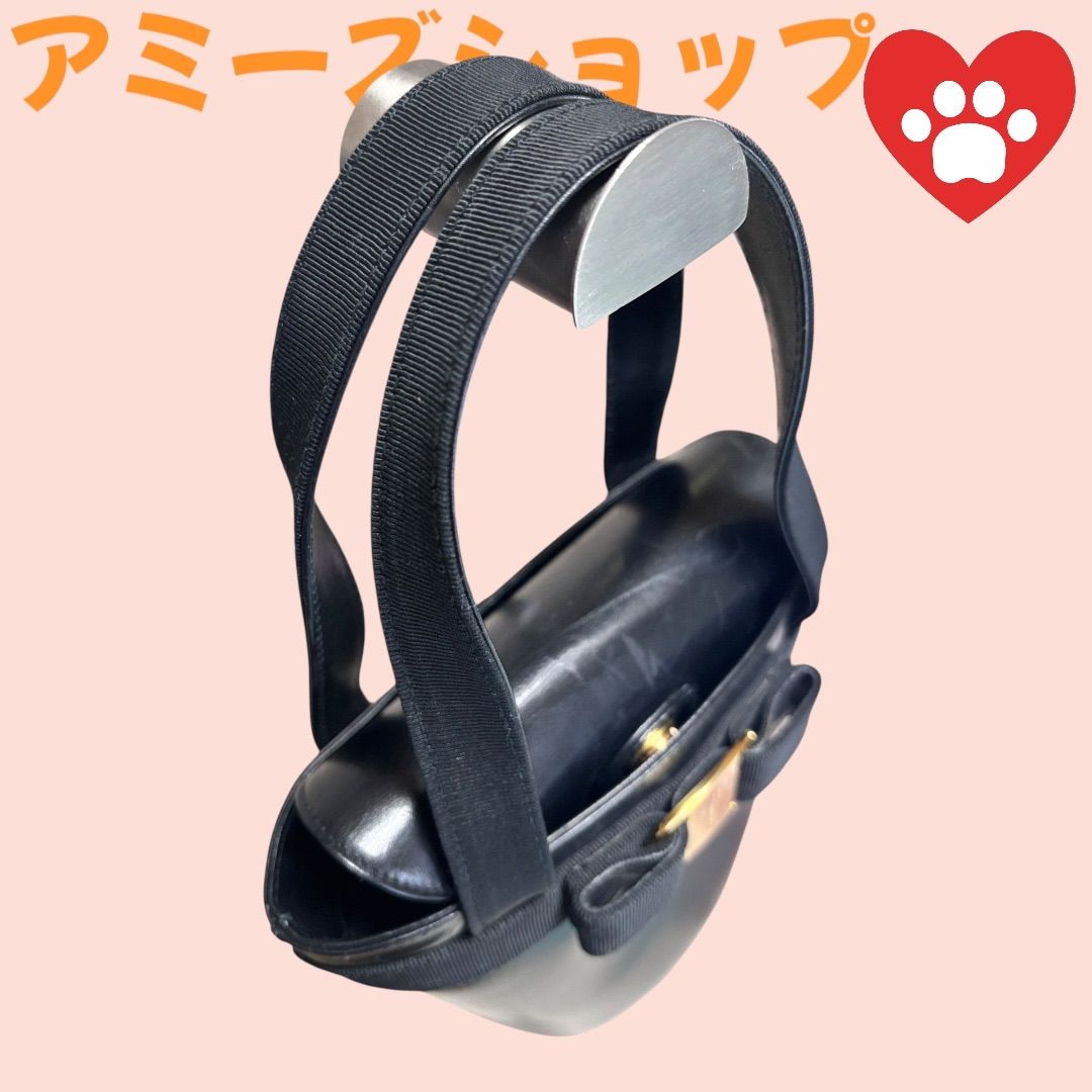 Salvatore Ferragamo ブラック リボン バケットバッグ サルヴァトーレ・フェラガモSalvatore Fergana ビンテージ