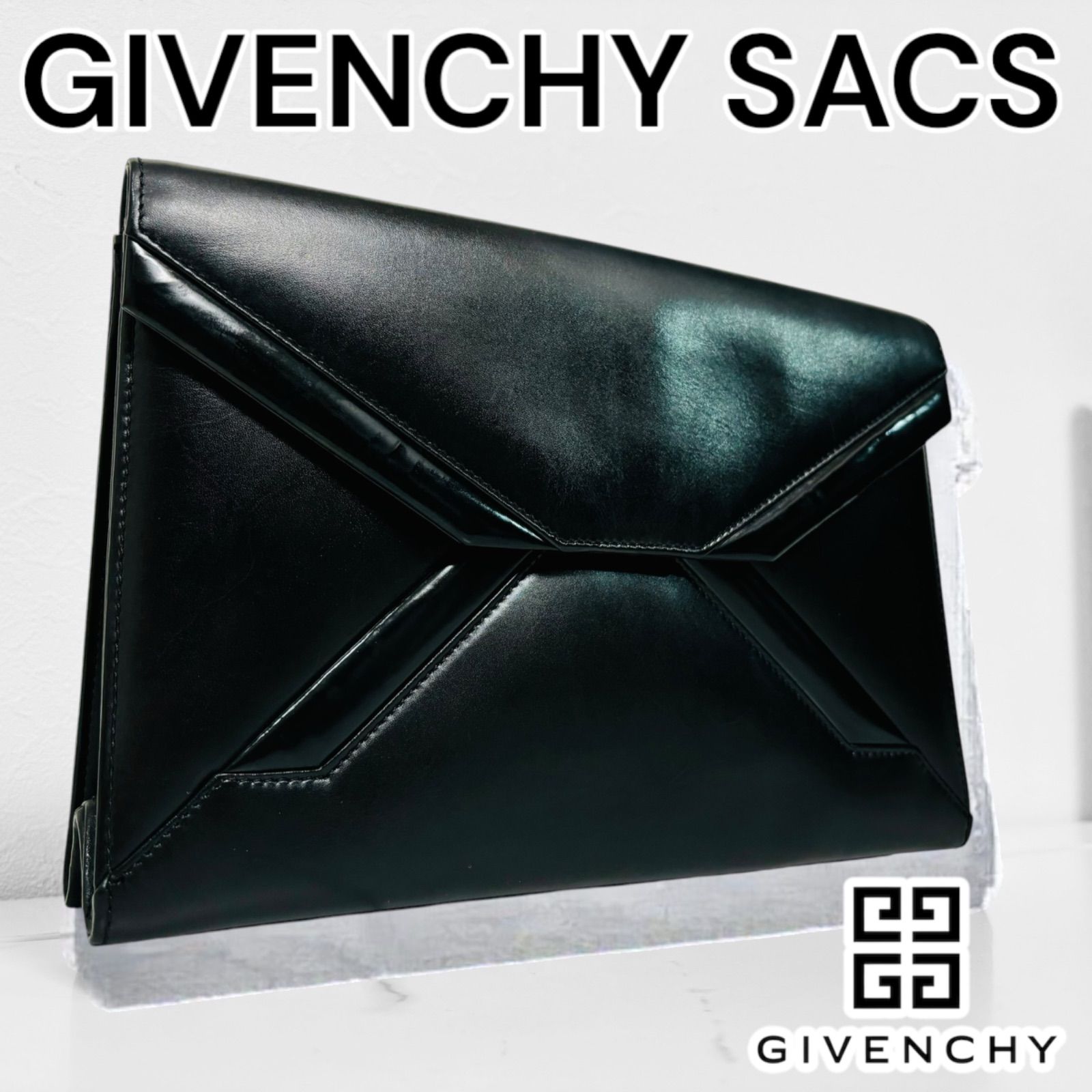 希少　ジバンシー　GIVENCHY　SACS　クラッチバッグ　ブラック 希少 GIVENCHY SACS ジバンシーサックス クラッチバッグ レザー