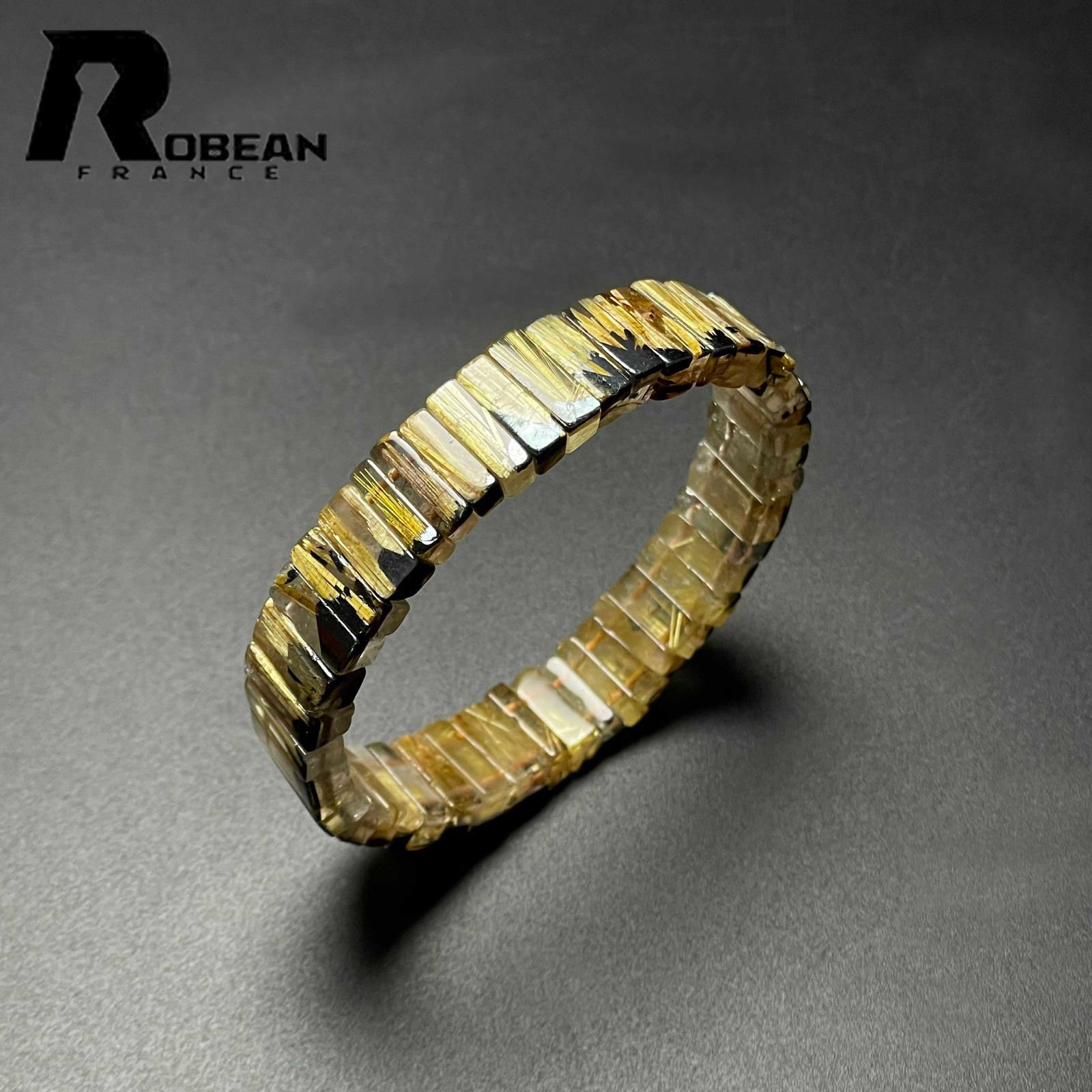 貴重EU製 定価20万円☆ROBEAN・太陽花タイチンルチルバングル☆黄金針