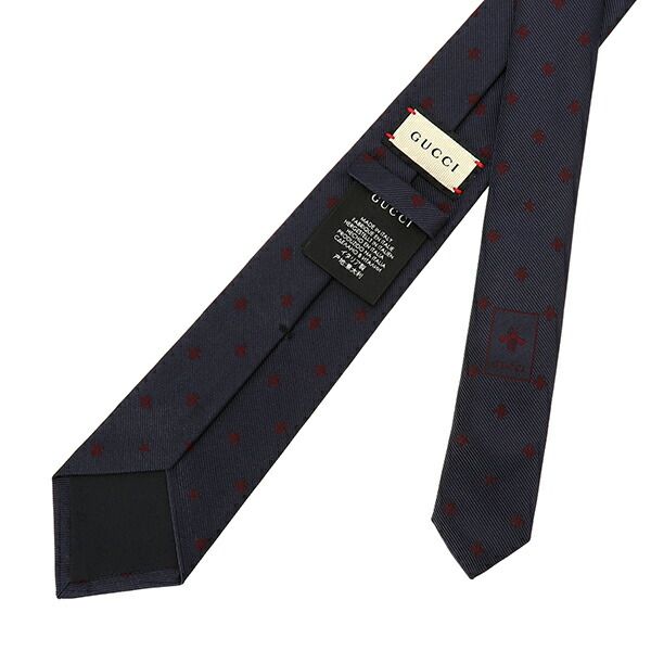 新品 グッチ GUCCI ネクタイ ビー＆スター付き シルク タイ ネイビー  