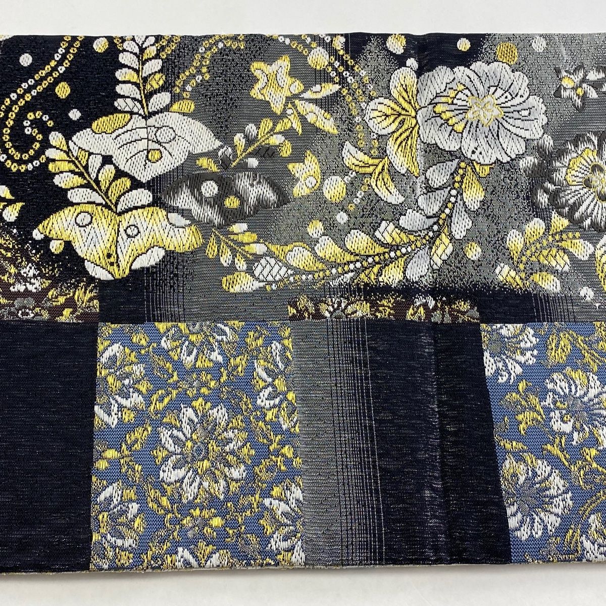 正絹 袋帯 太鼓柄 辻が花 豪華絢爛 未使用品 逸品 袋帯 美品 名品 手先四通り 華文七宝 辻が花柄 金糸 箔 灰白