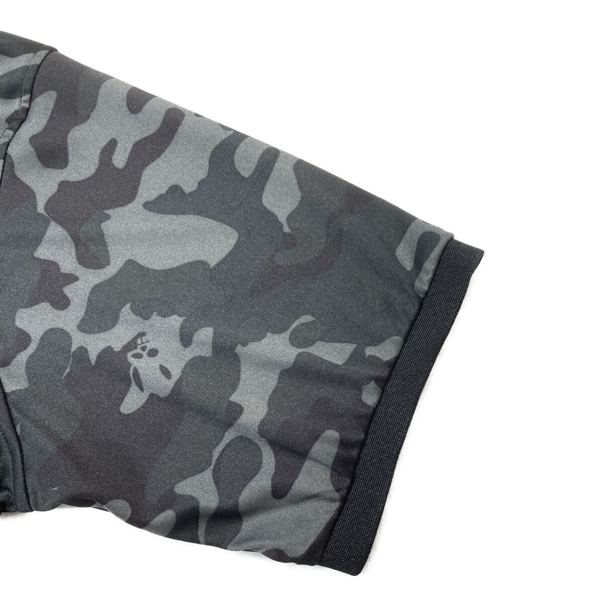 【日本製】サイコバニー 半袖 ポロシャツ 迷彩 カモフラージュ 古着 サイコバニー 半袖ポロシャツ ネイビー 襟裏カモフラ柄 迷彩 スカル