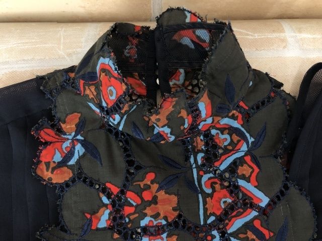 【中古】 sacai サカイ ノースリーブ プリーツ レース ベルト付 16-02609 ネイビー系 1 111432172 中古】 sacai サカイ ノースリーブ プリーツ レース ベルト付 16