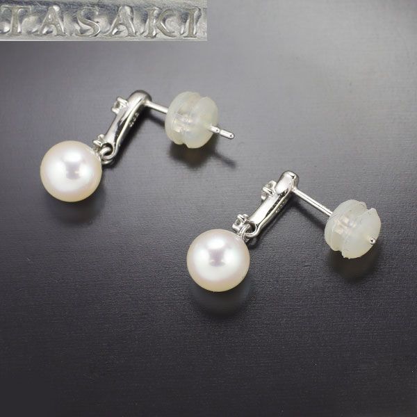 あこや真珠　ダイヤモンド　k18WG ピアス 田崎真珠 K18WG アコヤ真珠 ダイヤモンド ピアス 径約6.3mm D0.04ct