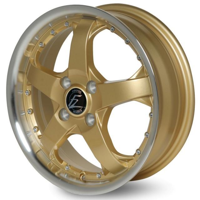 15インチアルミホイールタイヤセット 軽自動車 FZ431ゴールド リムポリ 165 50R15 15-5.0 45 リム深度33mm 安心JAWA認証