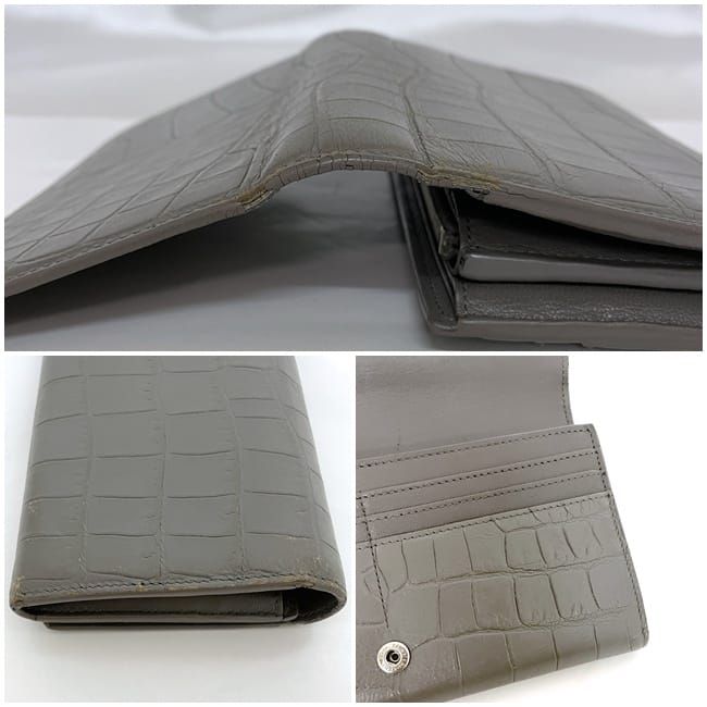 サンローラン 二つ折り 長財布 グレー 372267 財布 レザー 中古 - メルカリ