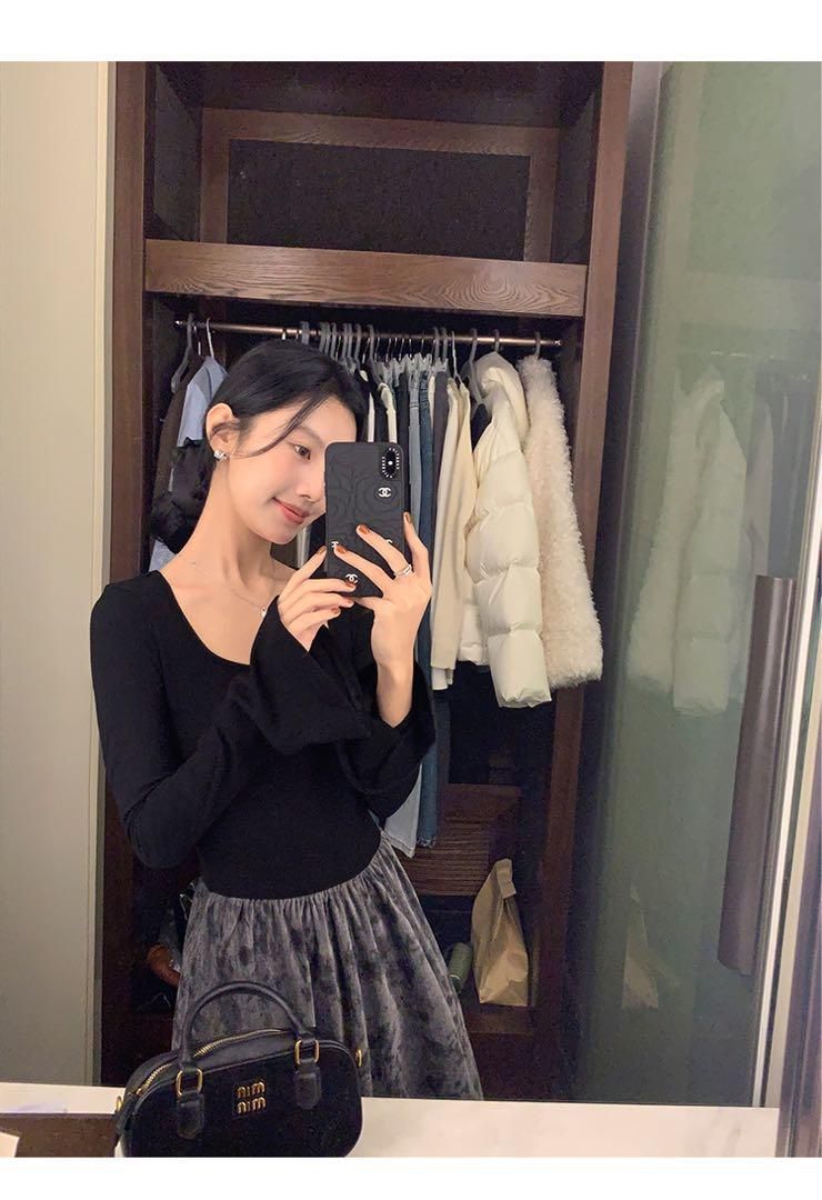 花柄ニットロングワンピース