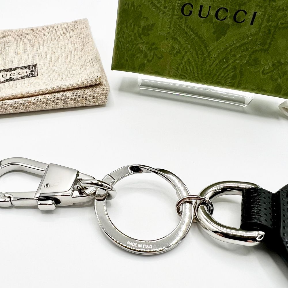 【極美品】グッチ Gucci GGロゴ レザー キーホルダー キーリング チャーム 送料無料 送料込み