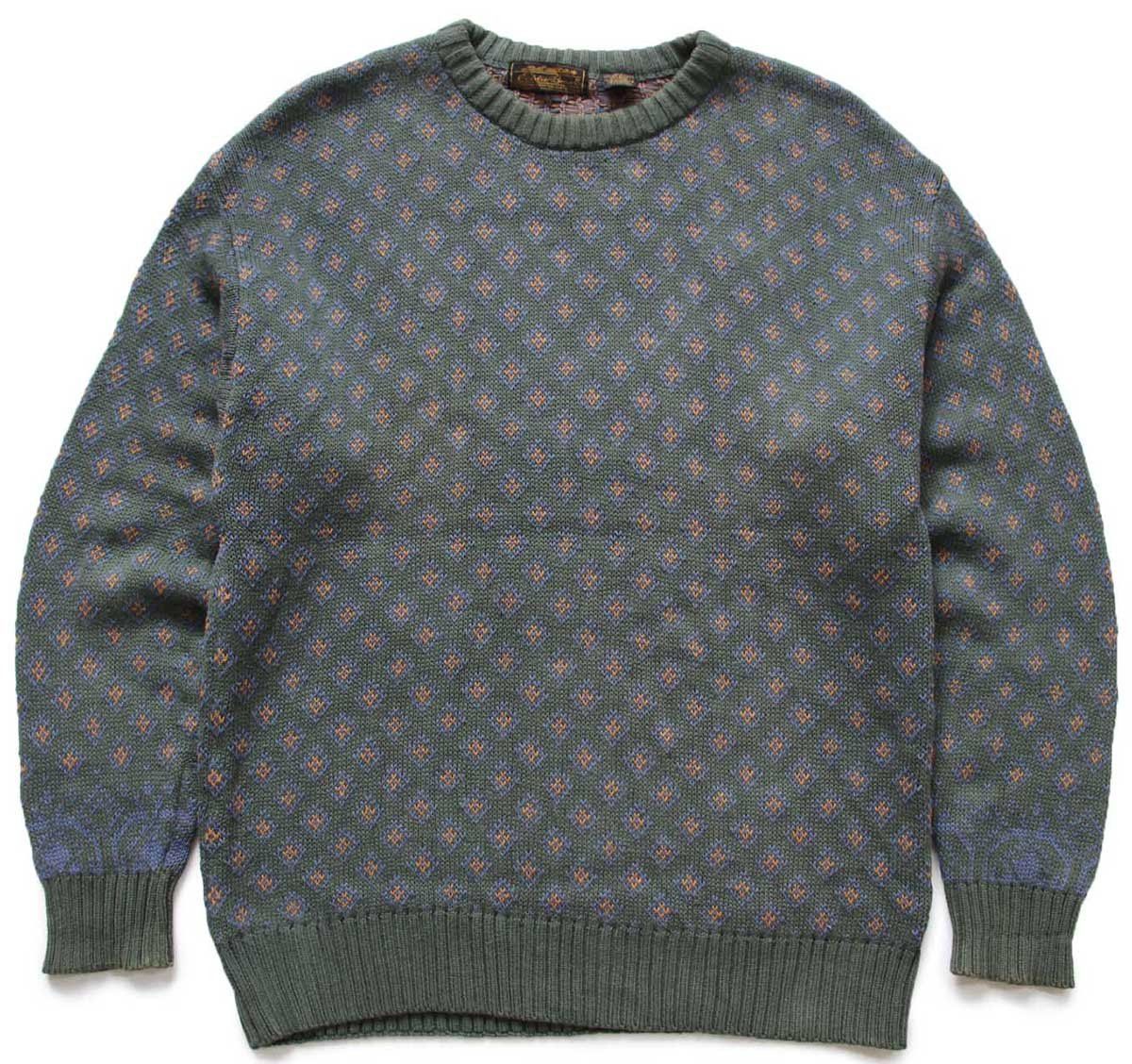 90s EddieBauerエディーバウアー 総柄 コットンニット セーター