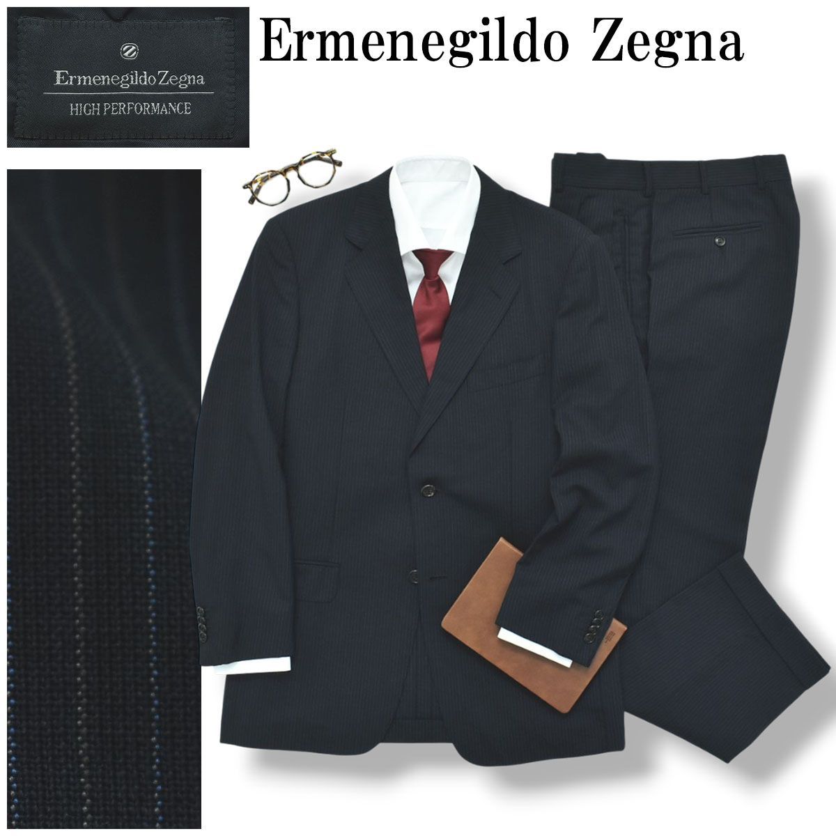 イタリア製 エルメネジルドゼニア Ermenegildo Zegna ピンストライプ柄 