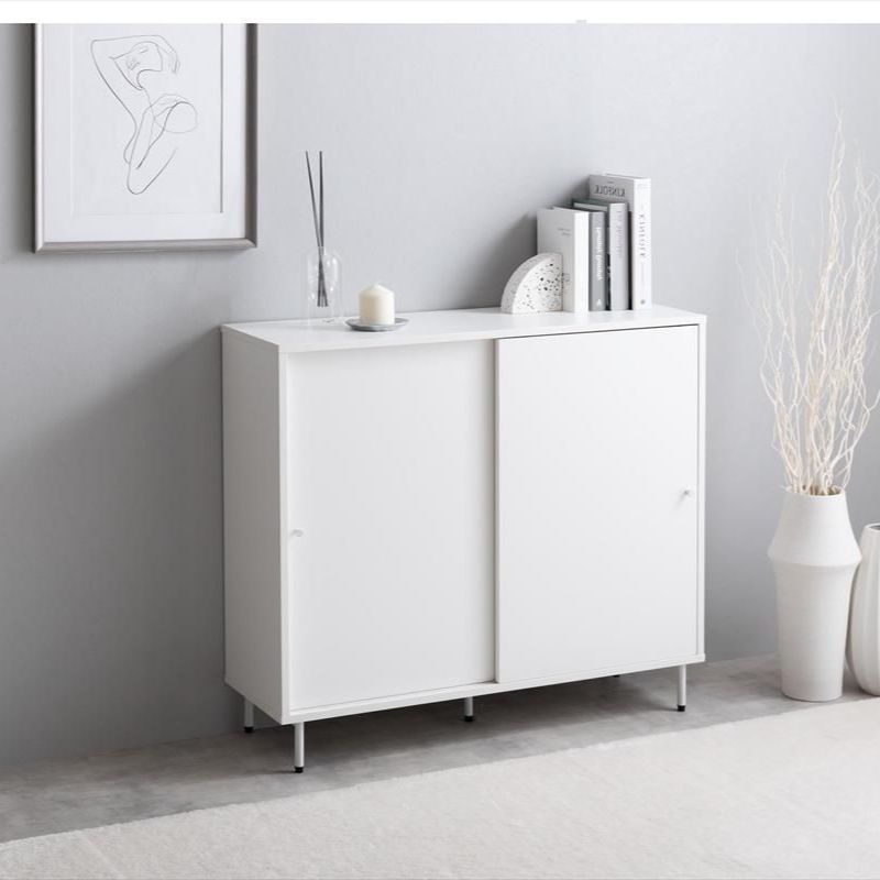 脚つき 引き戸の キャビネット 幅90cm リビング収納 収納家具 おしゃれ かわいい 姫系