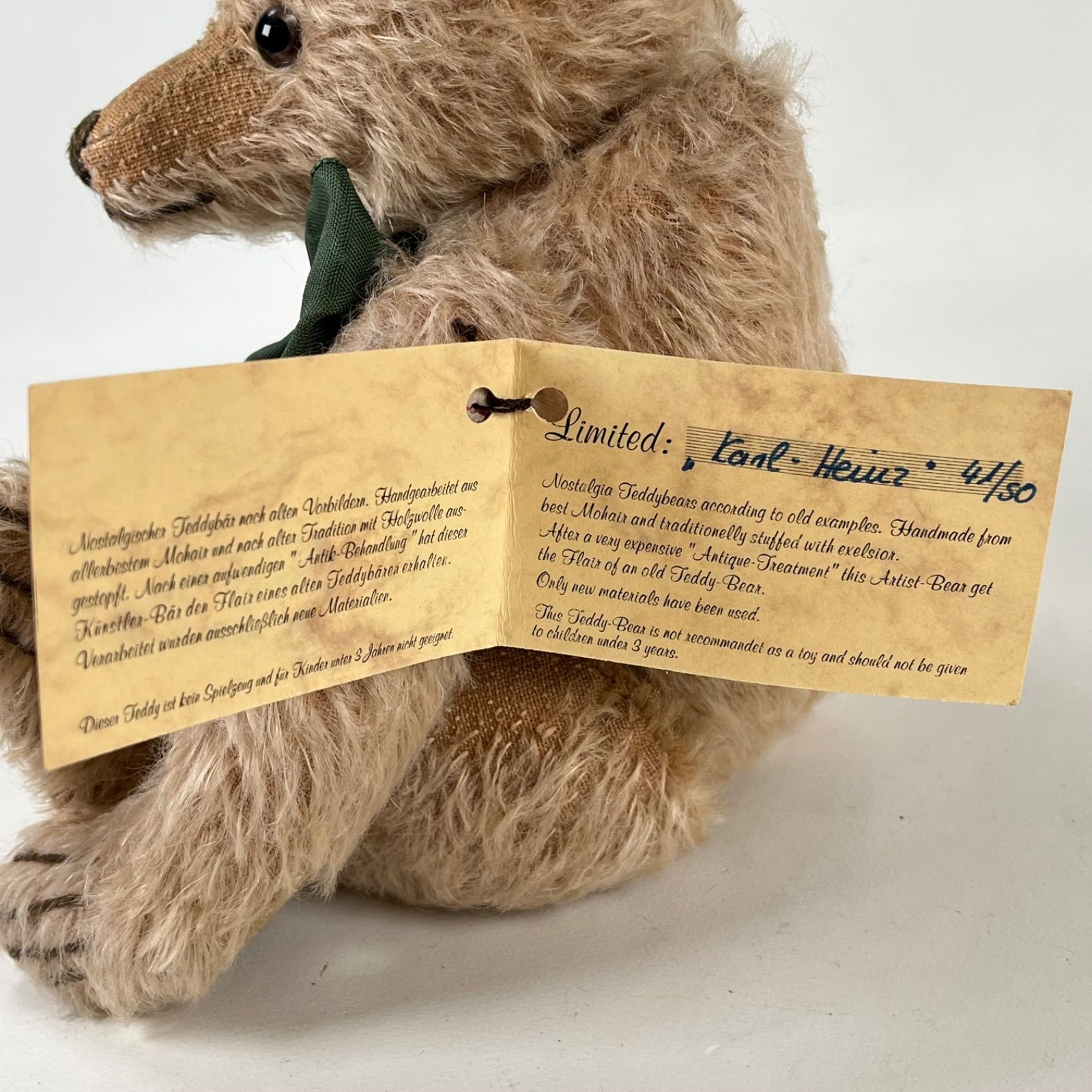 40～50's ヴィンテージ 短毛モヘア テディベア ぬいぐるみ アンティーク シュタイフ テディベア 作家物 コレクション モヘア ビンテージ