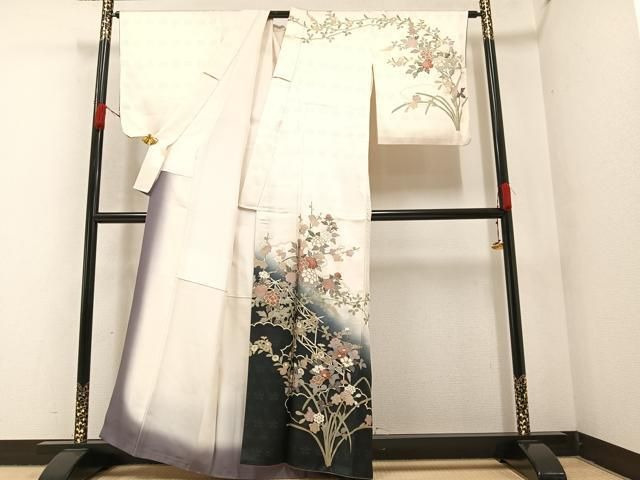 平和屋着物▽訪問着　無双　紗袷　紗×絽　芝文　暈し染め　ゑり善扱い　正絹　逸品　AABD9474jh 平和屋着物▽訪問着 無双 紗袷 紗×絽 露芝文 暈