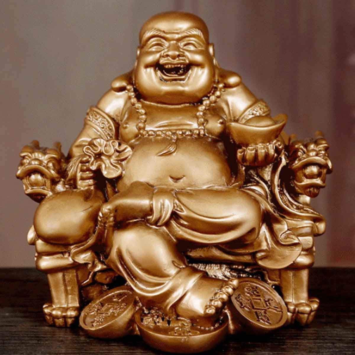 布袋尊 布袋様 龍 椅子 皇帝 帝王 布袋さん 置物 七福神