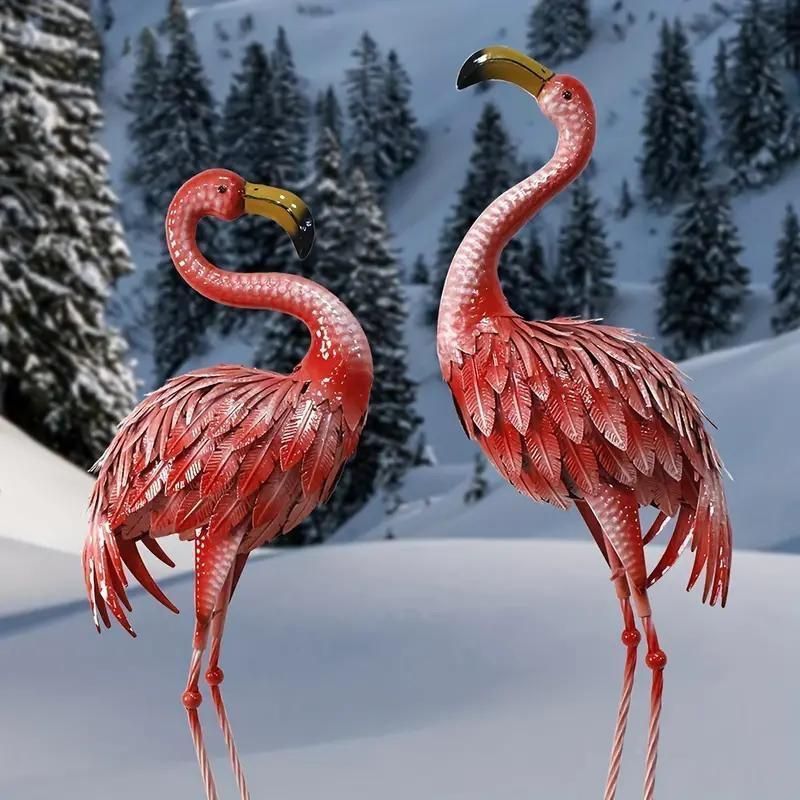 ガーデンオーナメント 置物 庭 芝生 フラミンゴ オブジェ ガーデニング 屋外 2個セット ピンク PINK FLAMINGO おしゃれ エレガント 4-7