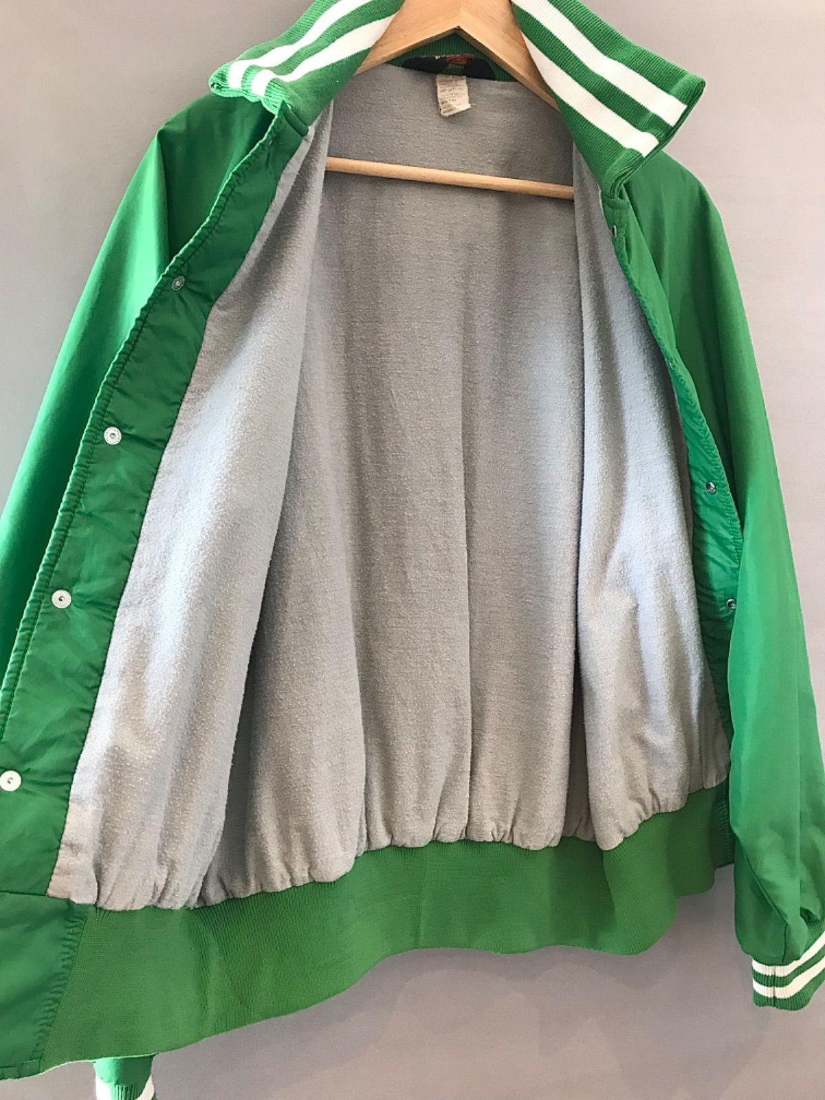 70s USA製 pla-jac ナイロンジャケット スタジャン Lサイズ 緑