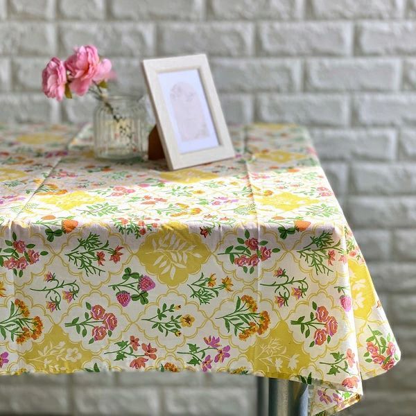 クロス アンティークレース ボタニカルフラワー ブロックプリント