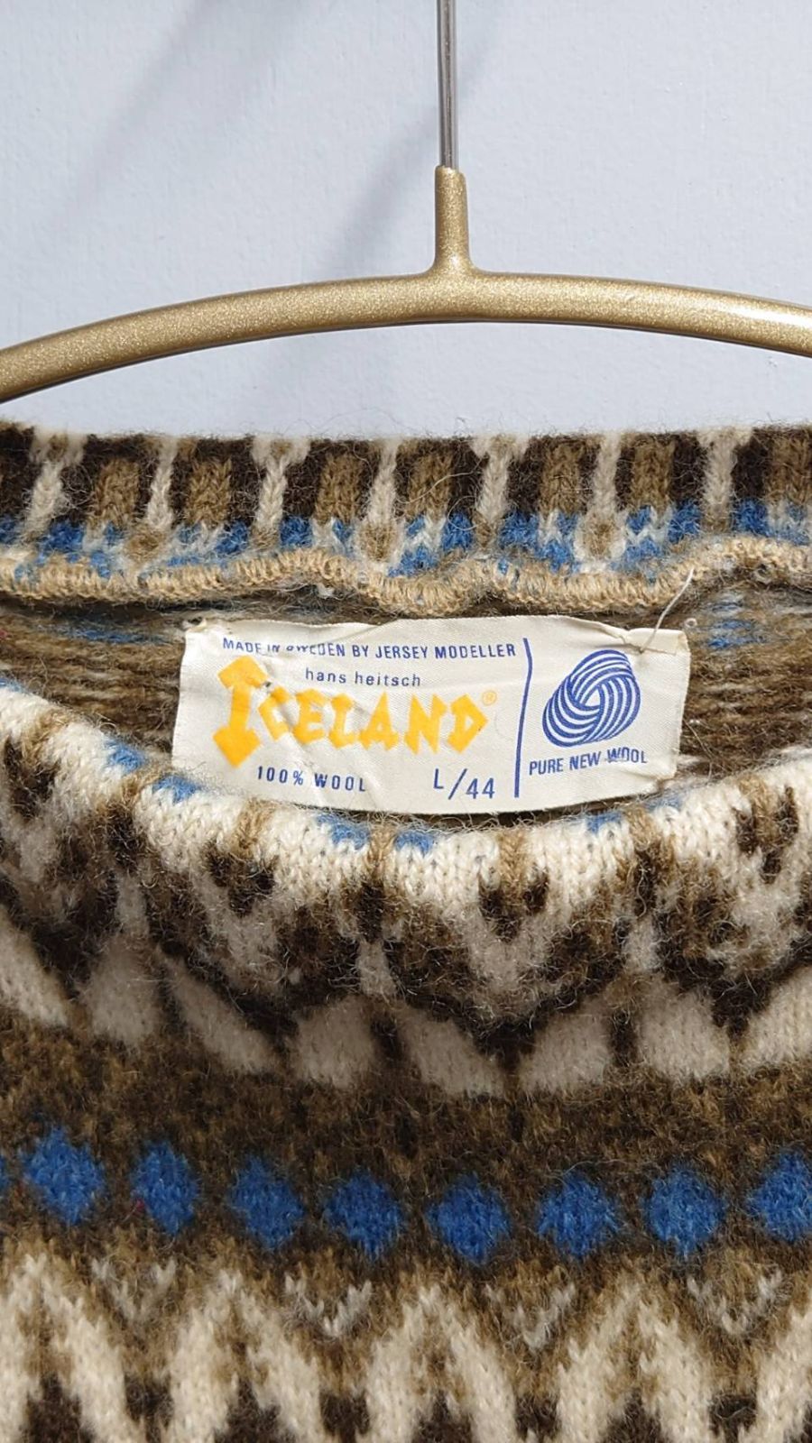 60-70’s Iceland スウェーデン製 ジャガード織り ニットセーター 60-70's Iceland スウェーデン製 “Jersey Modeller” ジャガード織り
