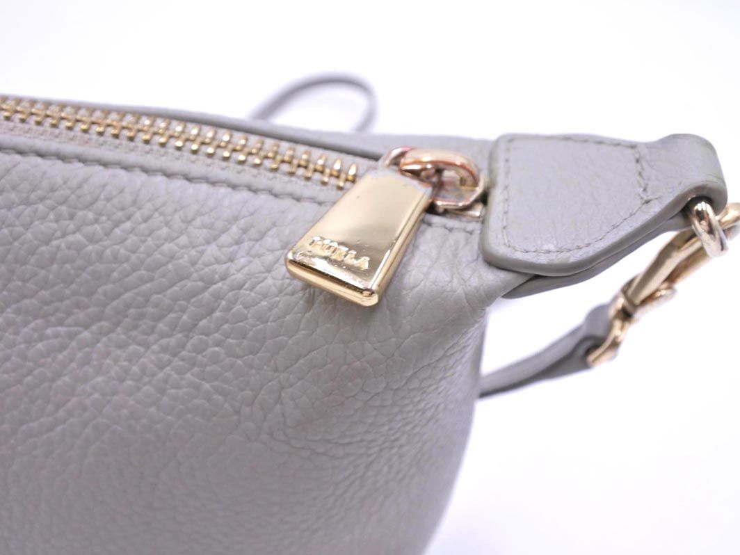 FURLA フルラ 本革 レザー ショルダー バッグ グレー