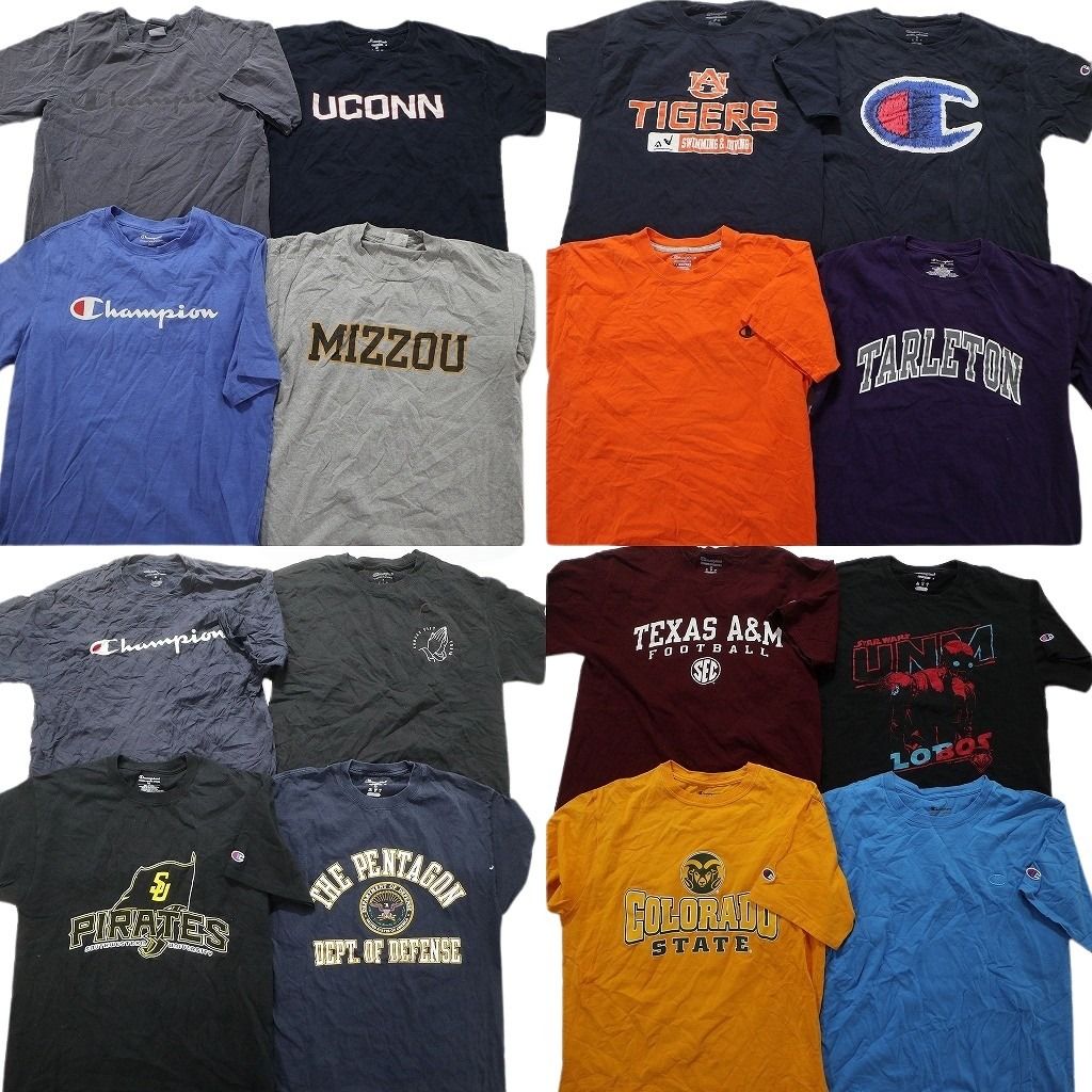 古着卸 まとめ売り チャンピオン 半袖Tシャツ 16枚セット (メンズ M ) 英文字プリント ロゴプリント 無地 カレッジ風 ワンポイント MU5154