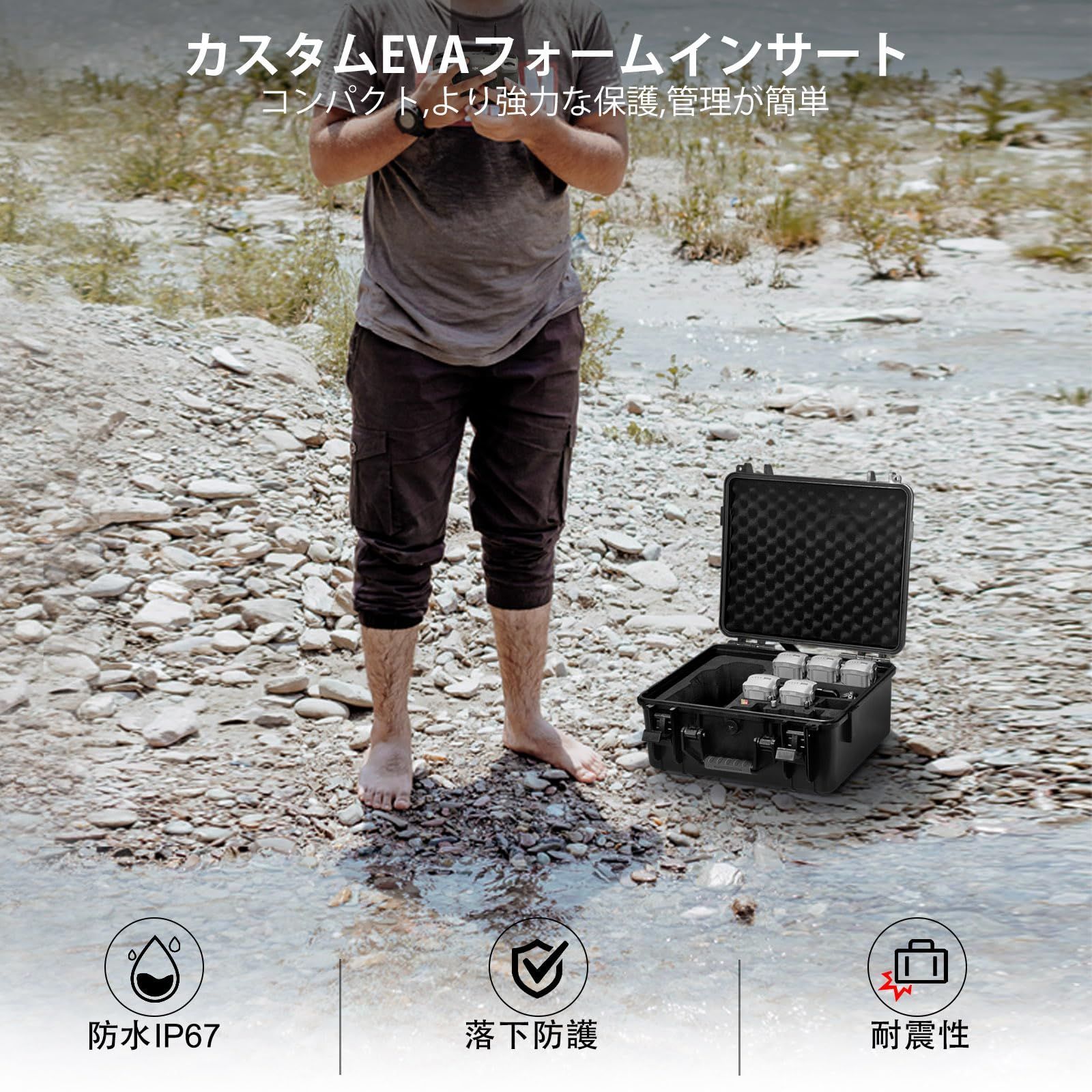  Lekufee DJI Air 3 S 防水ハードキャリングケース Fly More Combo RC 2 N リモートコントローラーおよび に対応 ケース その他 カメラ