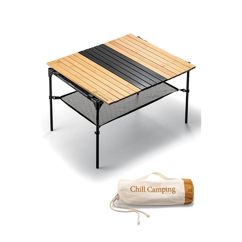ChillCamping チルキャンピング ウッドロール テーブル キャンプ アウトドア コンパクト 木製 ランタンポールなし