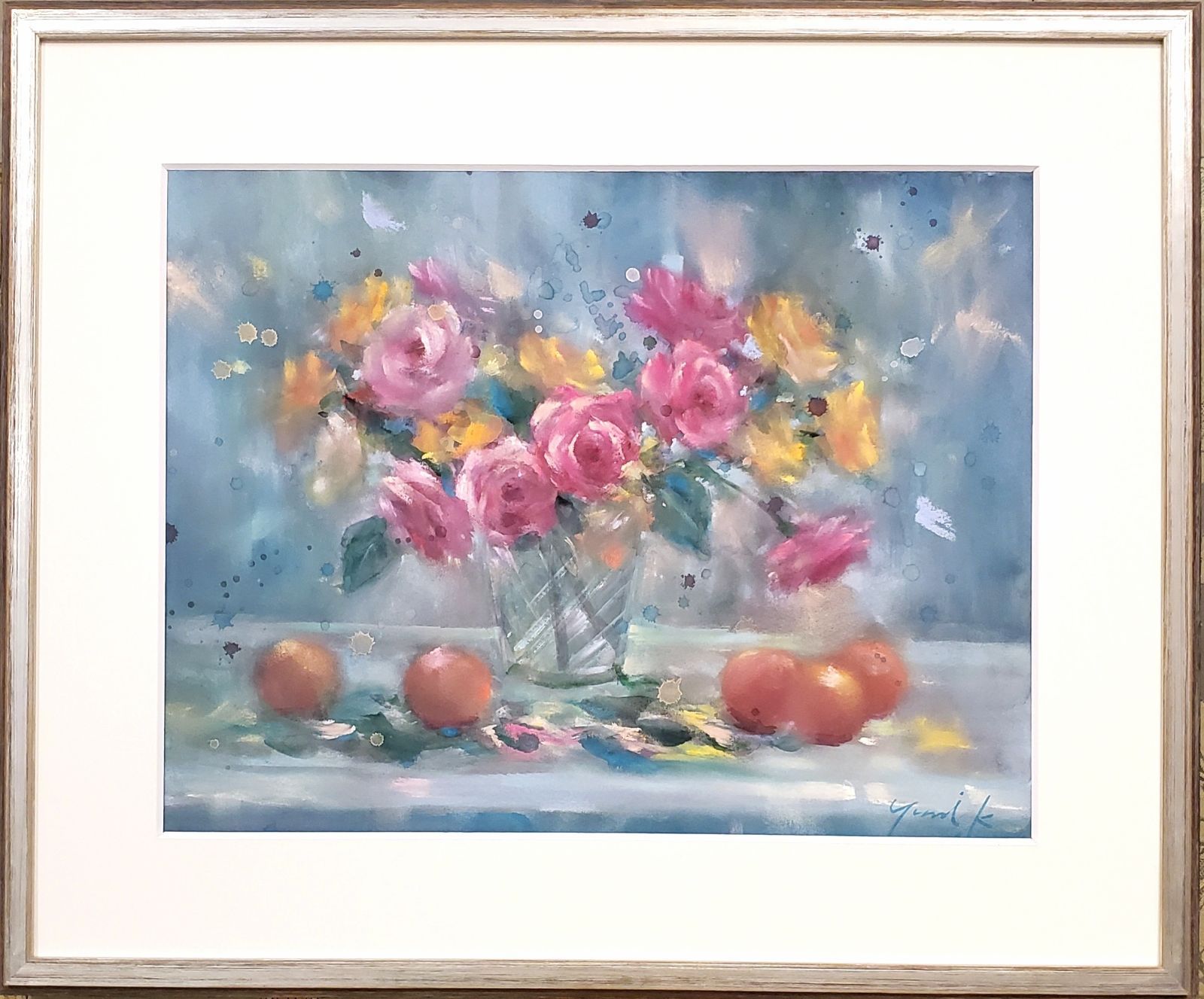 絵画 ｢フラワームーン｣ F6 額付 Yumi Kohnoura 神之浦由美 静物