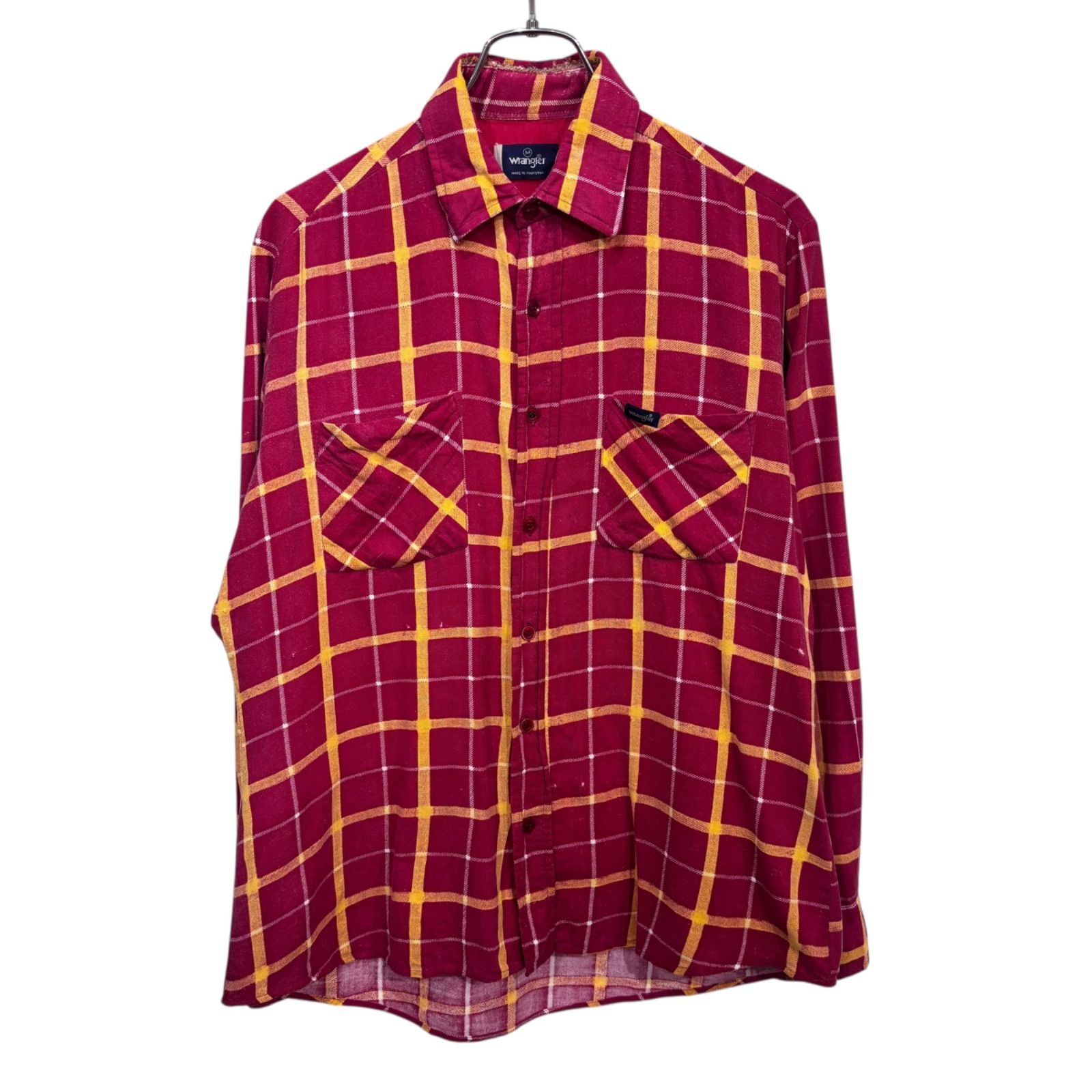 80s Wrangler Print Flannel Shirt M 80年代 ラングラー プリントネルシャツ プリネル チェックシャツ 襤褸