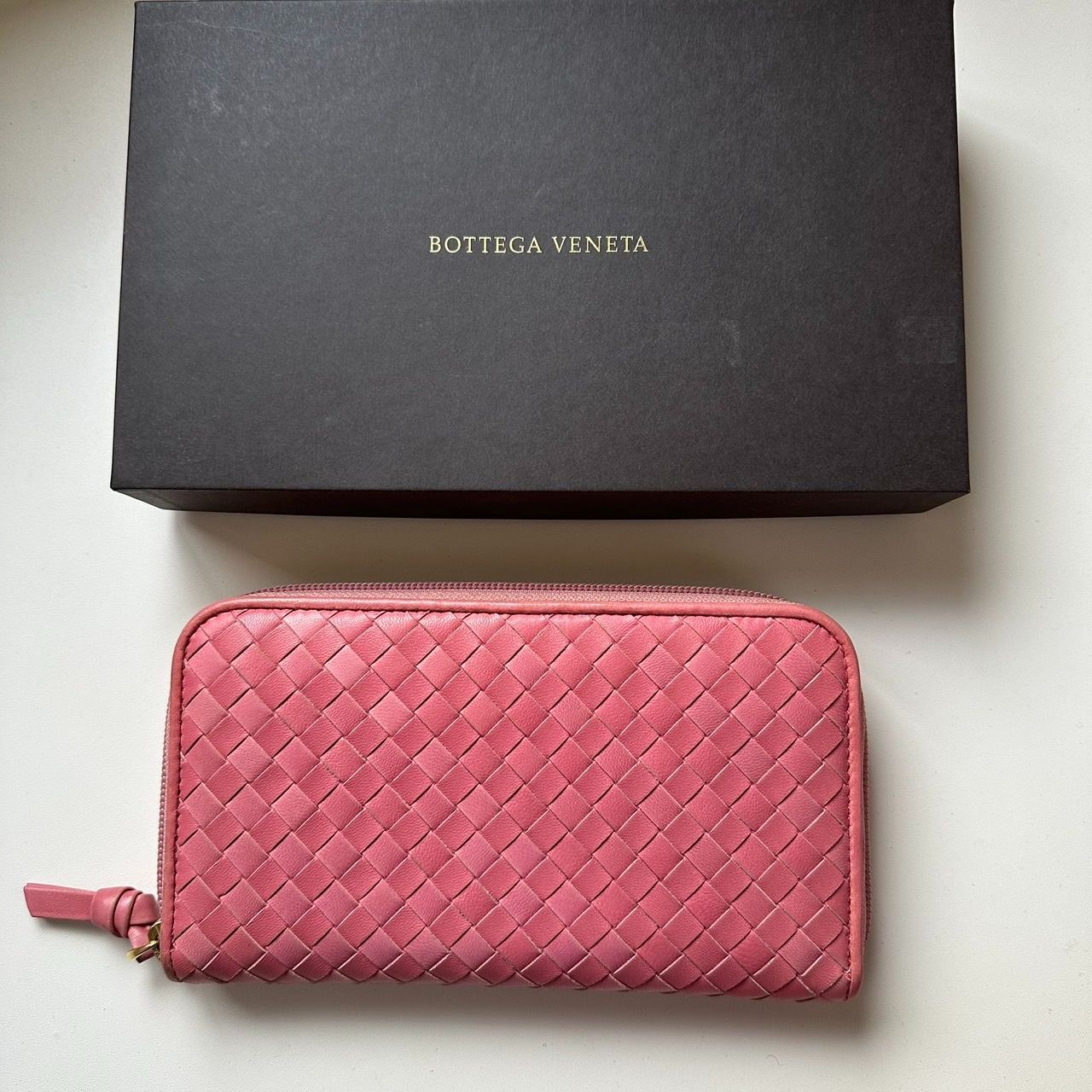 ボッテガヴェネタ BOTTEGA VENETA 長財布 イントレチャート ピンク 美