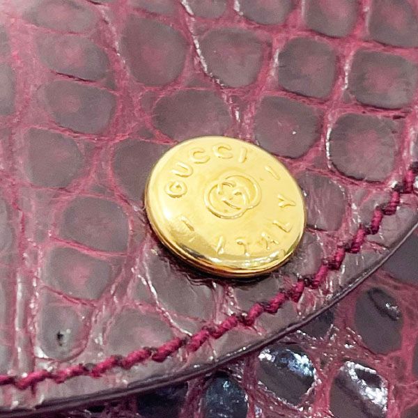 グッチ コインケース ヴィンテージ ミニ コインパース クロコダイル レザー 革 ボルドー系 030 01 GUCCI 小銭入れ ブランド小物 き