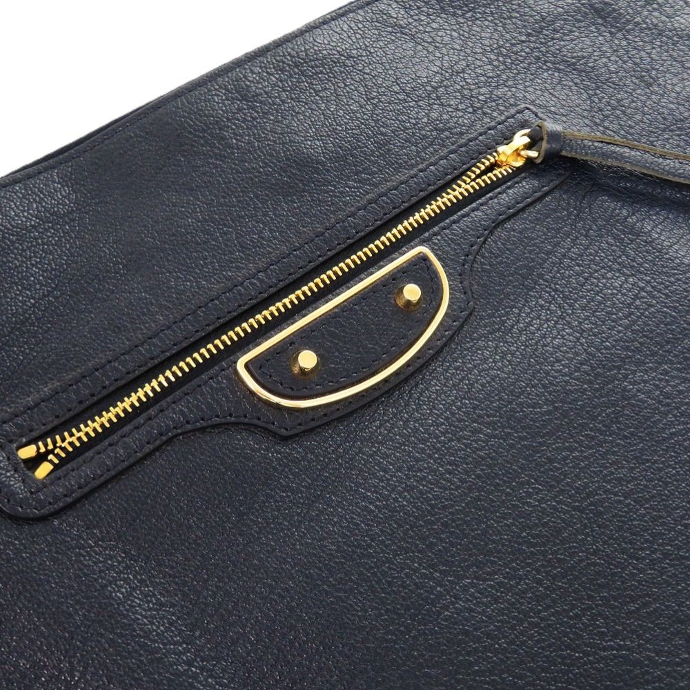 BALENCIAGA ネイビーカバス パンチングロゴ レザー GLAY 美品✨️BALENCIAGA ネイビーカバス パンチングロゴ レザー GLAY