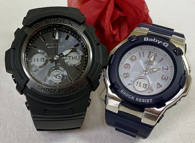 恋人たちのGショックペア G-SHOCK BABY-G ペアウォッチ ペア腕時計 カシオ 2本セット gショック 電波ソーラー AWG-M100SBB-1AJF BGA-1100-2BJF  ラッピング無料 