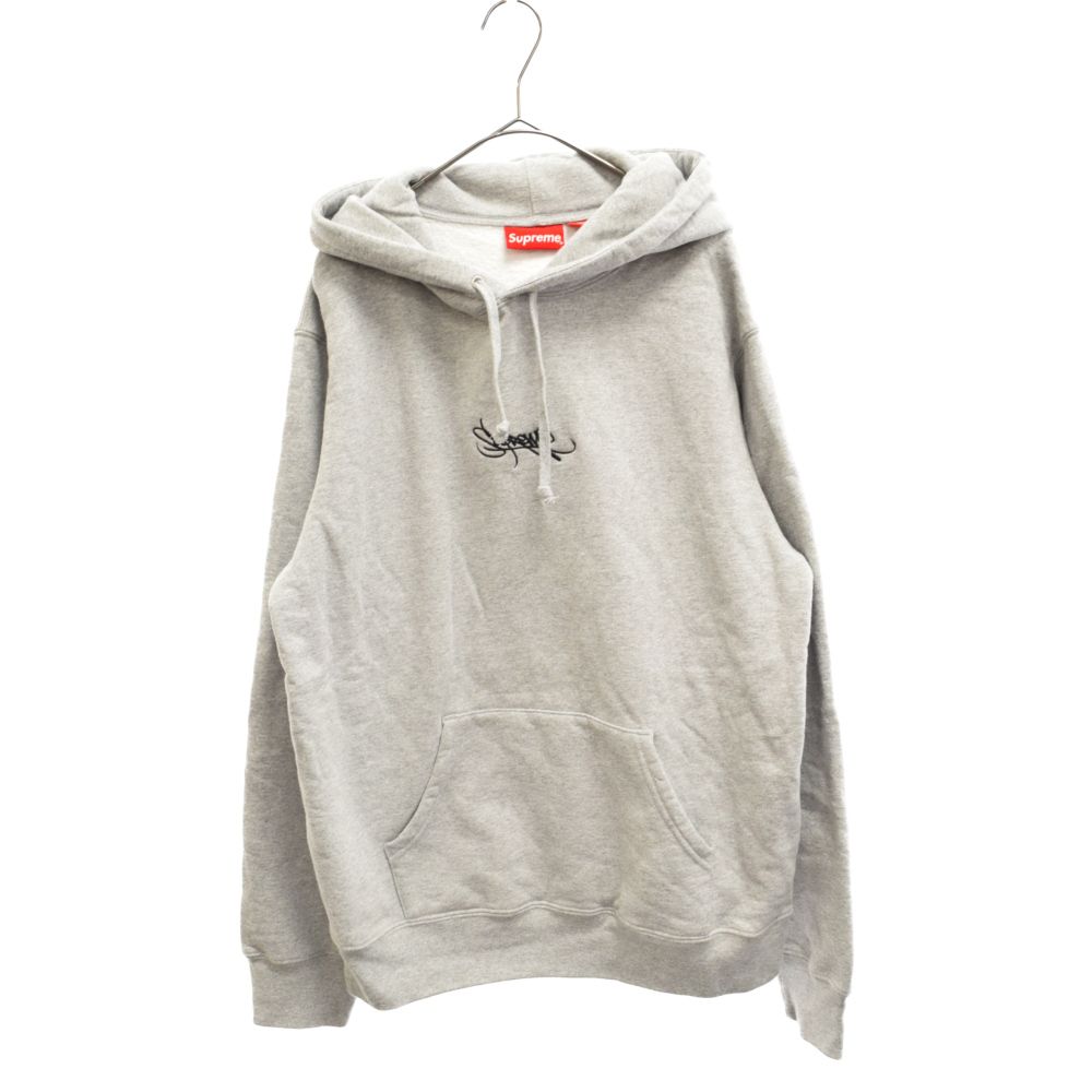 SUPREME (シュプリーム) 19SS Tag Logo Hooded Sweatshirt タグロゴ刺繍スウェットプルオーバーパーカー グレー