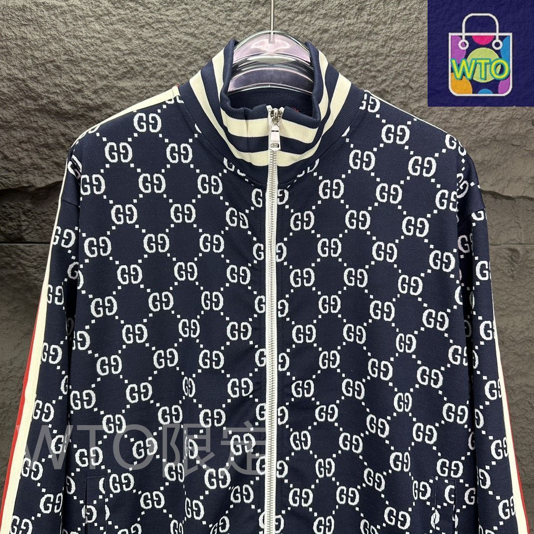 G*︎様 GUCCI GG ロゴパターン ジャケット ネイビー　M 本日限定特価】Gucci メンズ＆レディース ジップアップ