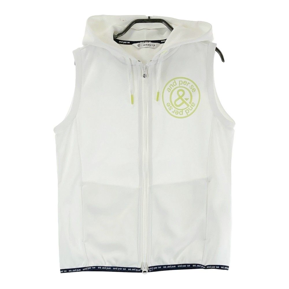美品】and per se フード付きベスト M ホワイト サイズ：M AND PER SE