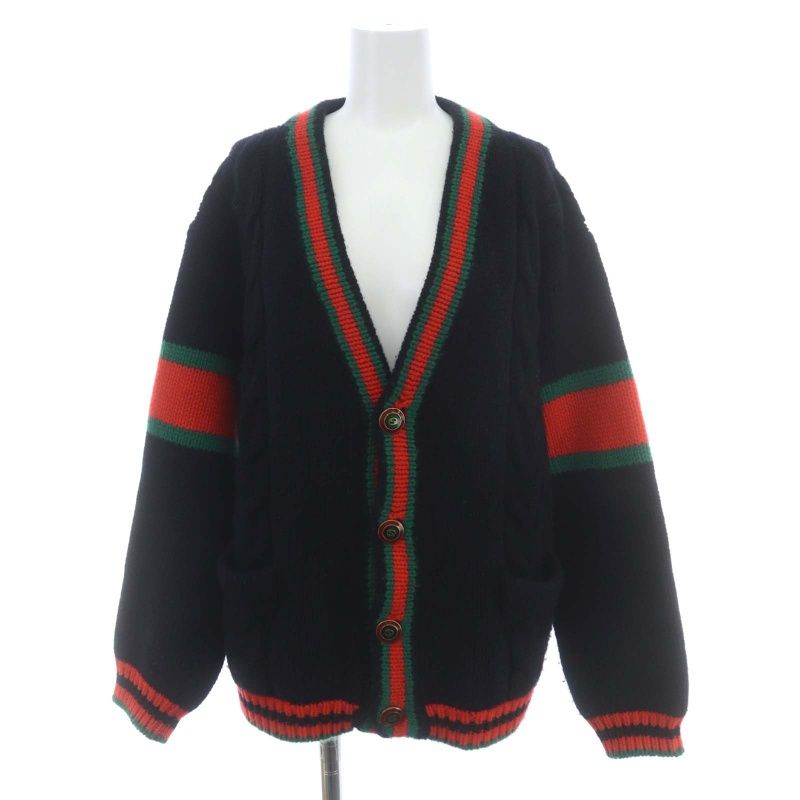グッチ GUCCI ケーブルニット カーディガン オーバーサイズ XS 黒 ブラック /MF OS SH