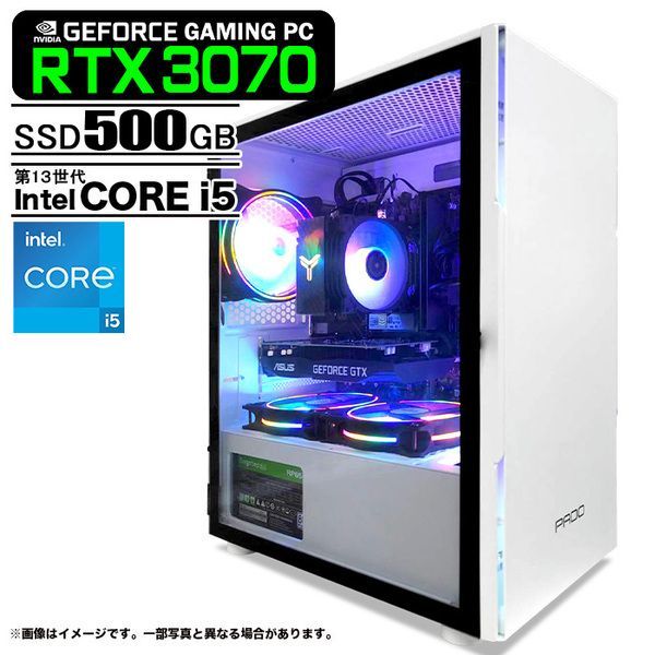 ゲーミングPC ホワイト GeForce RTX3070 第13世代 Corei5 Win11 or Win10  SSD500GB メモリ16GB eスポーツ PASOUL 煌 1年保証
