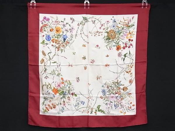 GUCCI グッチ シルク100% フラワー 花柄 スカーフ ストール ショール  