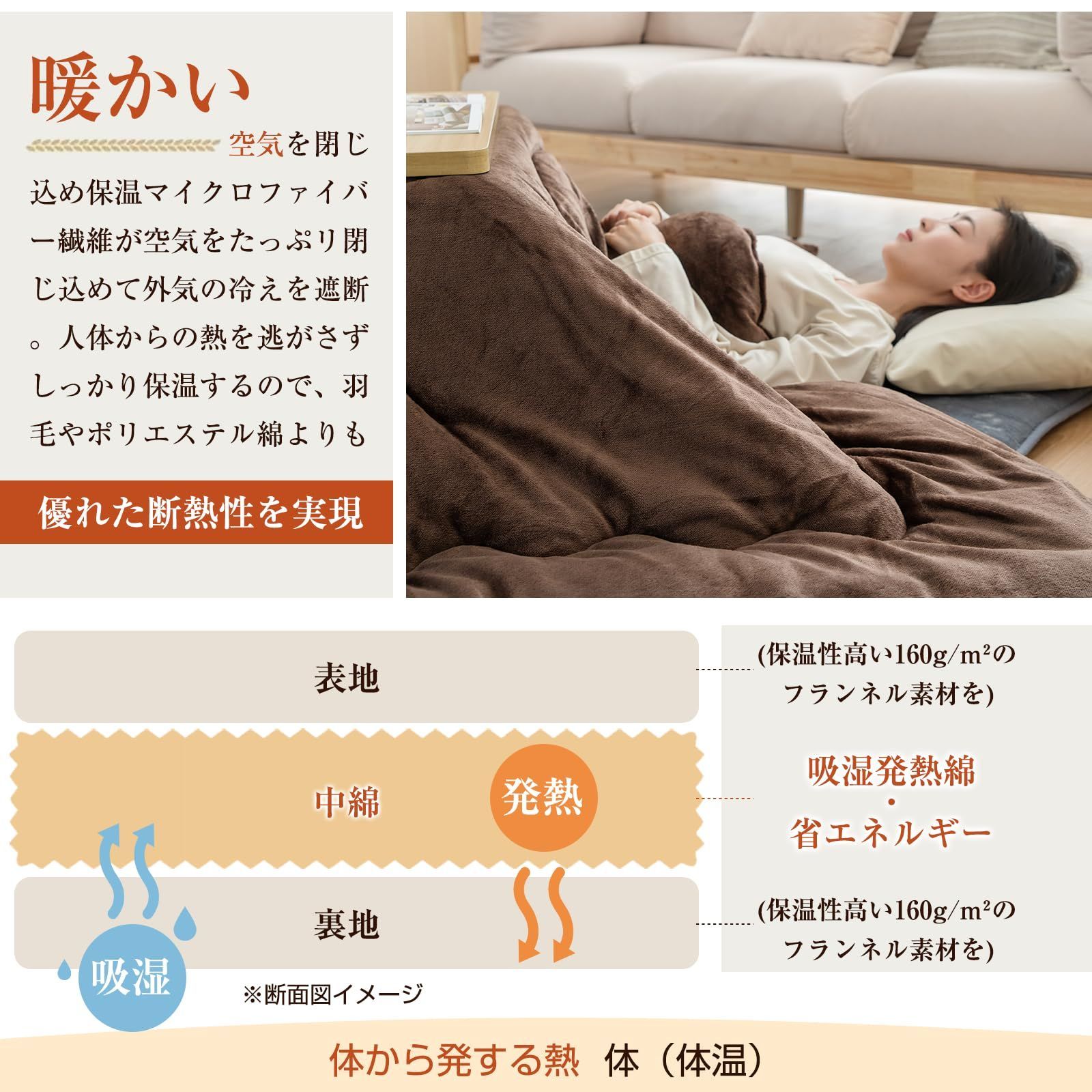 数量 静電気防止 撥水防ダニ加工 洗える こたつ用布団 体にフィットする縫製 リバーシブル 抗菌防臭 厚手 キルティング コタツ布団 冬用 高い保温性 210x290cm 単品 暖かい こたつ厚掛け布団 大判 ふわふわ 長方形 こたつ布団 無地両面 ベー NEXPOTALLINN_EU