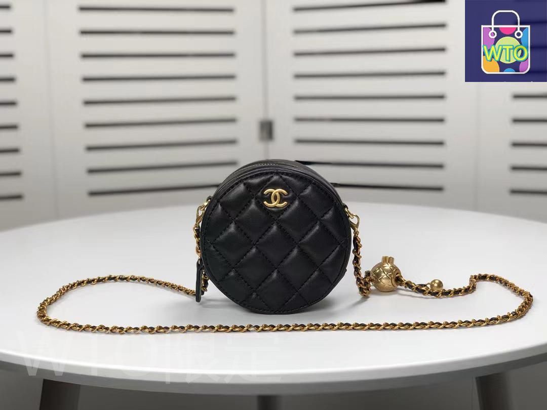 CHANEL チェーンショルダー バッグ マトラッセ 丸型 チェーン