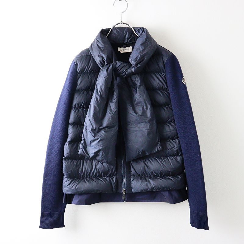 JPタグ モンクレール MONCLER MAGLIONE TRICOT 裾フリル ダウン切替ニットカーディガン S//ネイビー  タイ付き【2400014044386】 - メルカリ