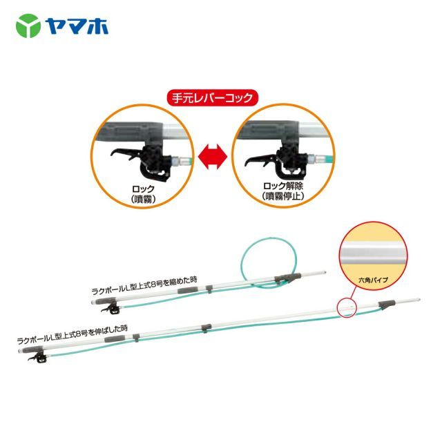 最安値で販売します。 ヤマホ ラクポール Ｌ型上式 １０号 G1 4 全長1.6～2.7m 301180 【熱い販売】